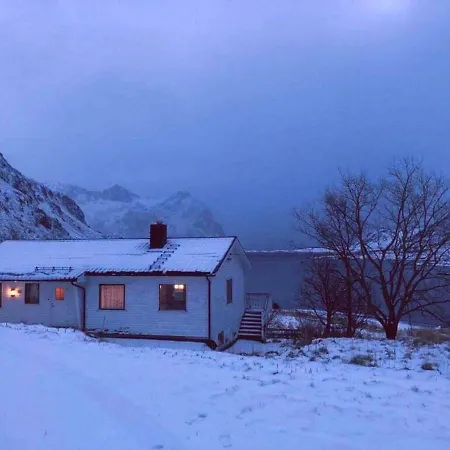 Seafront House In Fjord In The Middle Of Lofoten Valberg